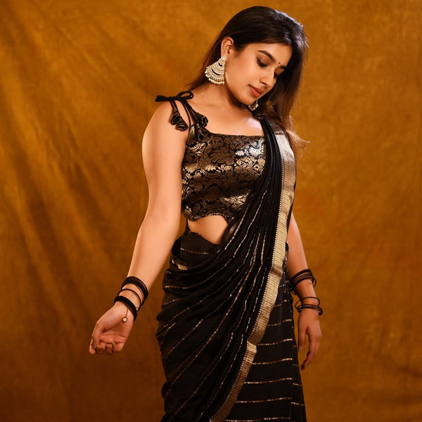 Premium Black Jacquard Saree