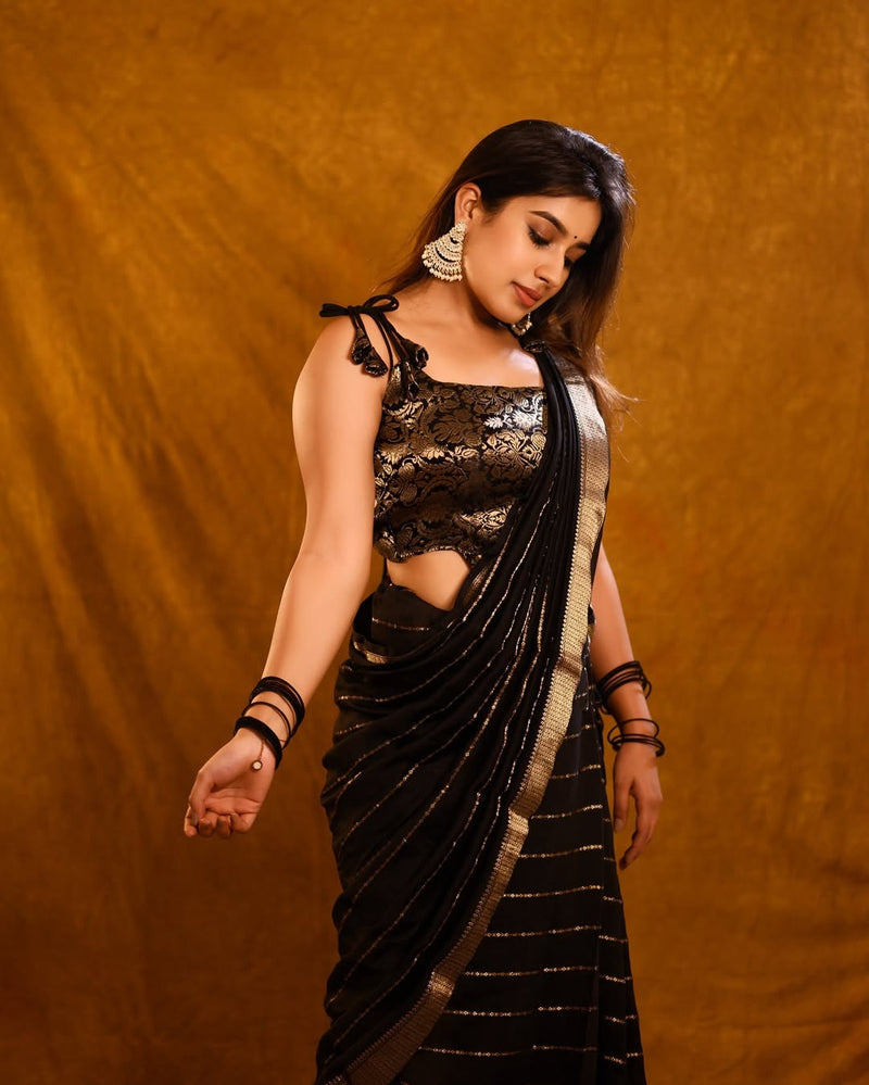 Premium Black Jacquard Saree