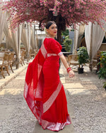 Red Jacquard Saree