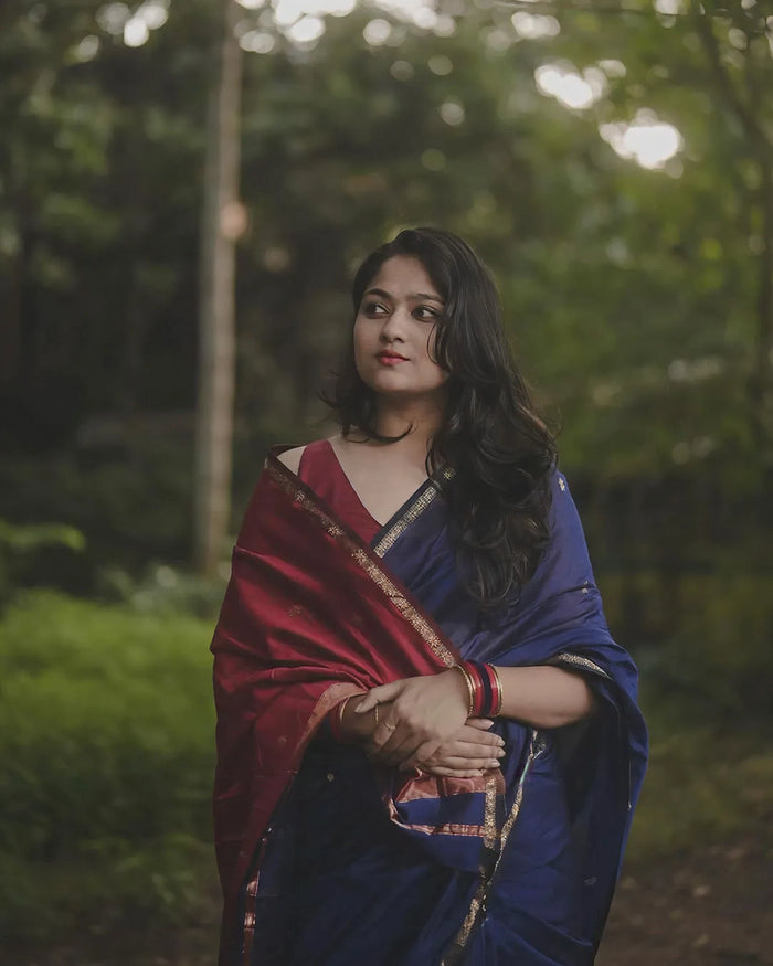 Blue Jacquard Saree – Elegant & Timeless Indian Ethnic Wear