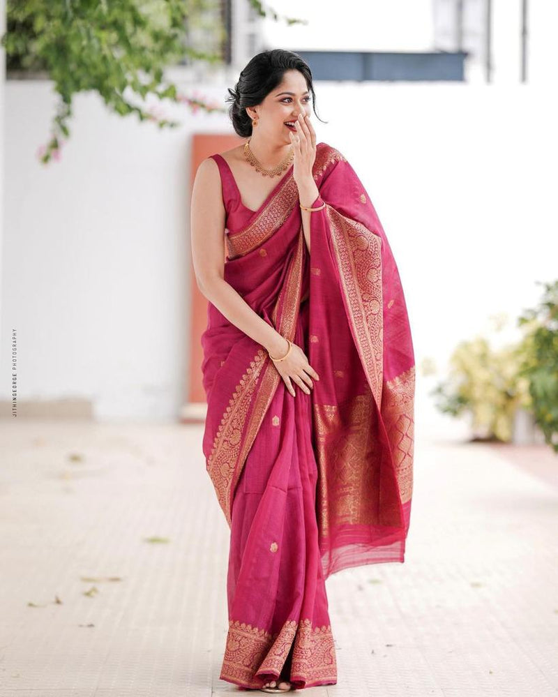 Majestic Maroon Jacquard Saree