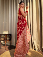 Elegant Red Jacquard Saree