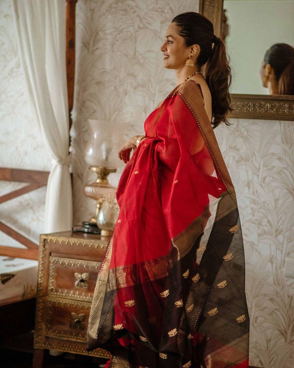 Red Jacquard Saree