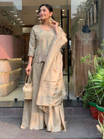 Champagne Embroidered Silk Palazzo Set