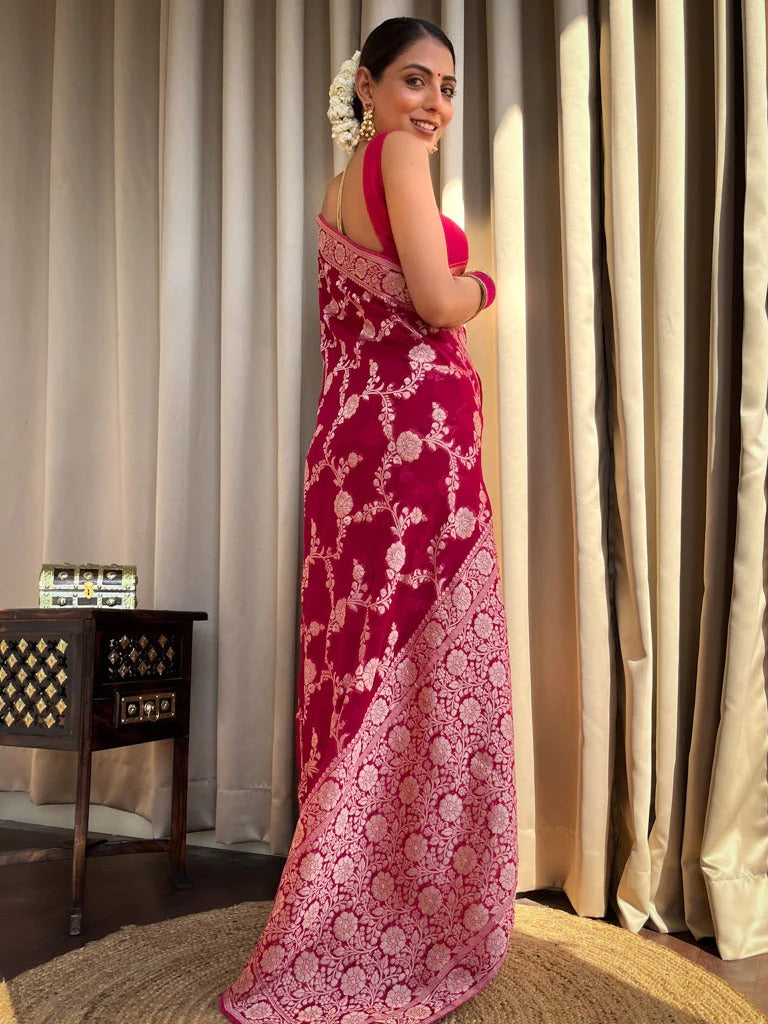 Royal Maroon Jacquard Saree