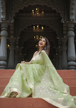 Pista Green Jacquard Saree