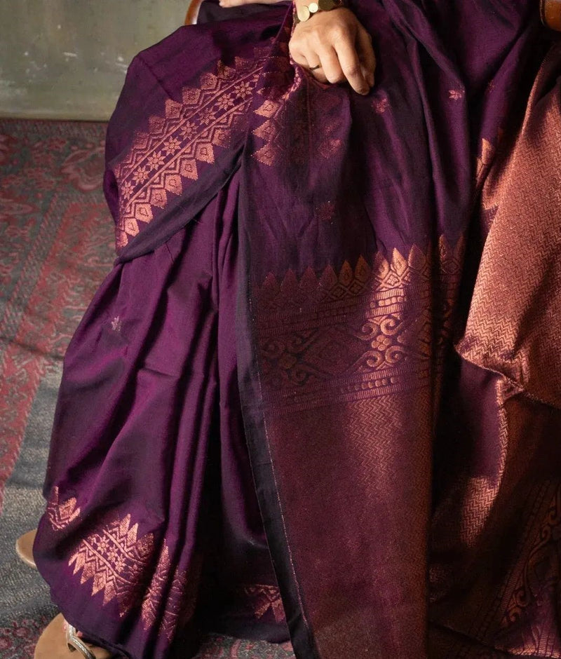 Luxury Wine Jacquard Saree