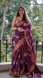 Royal Wine Jacquard Saree