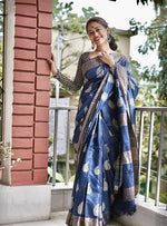 Elegant Blue Jacquard Saree