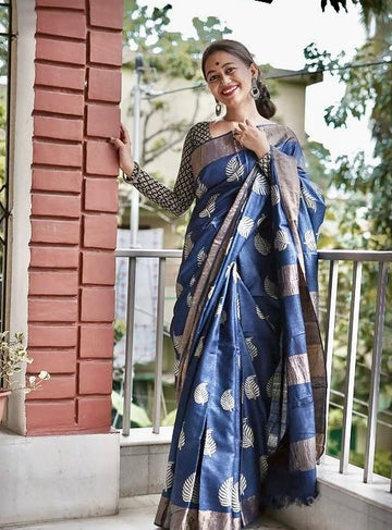 Elegant Blue Jacquard Saree – Premium Traditional & Festive Wear