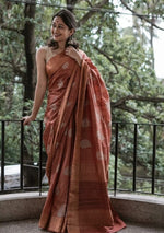 Radiant Orange Jacquard Saree