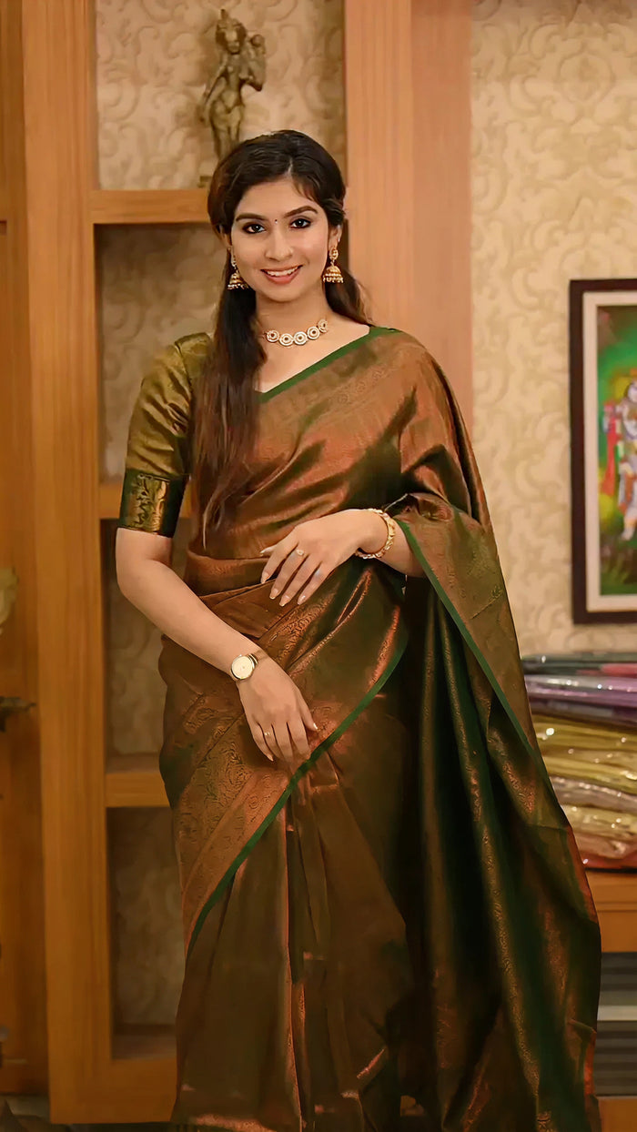 Elegant Brown Jacquard Saree – Stylish & Timeless Indian Ethnic Wear