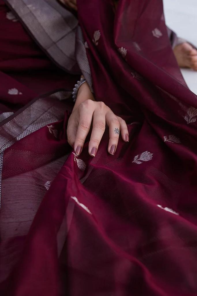 Royal Wine Jacquard Saree