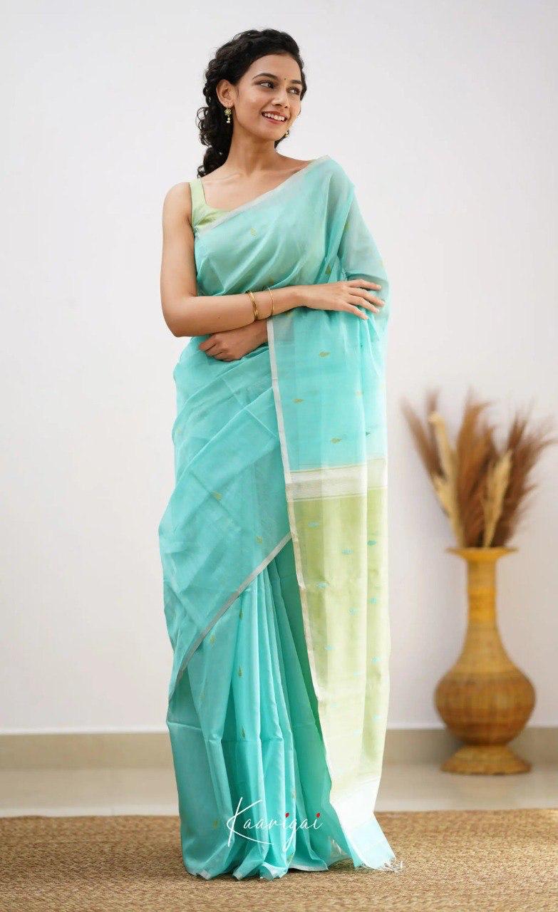 Sky Pista Jacquard Saree