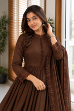 Roman Silk Embroidered Gown with Bottom & Dupatta