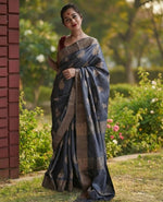 Graceful Grey Jacquard Saree – Elegant Festive & Everyday Ethnic Wear