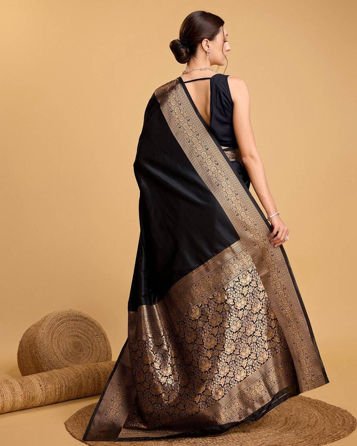 Classic Black Jacquard Saree for Women – Elegant Festive & Evening Wear