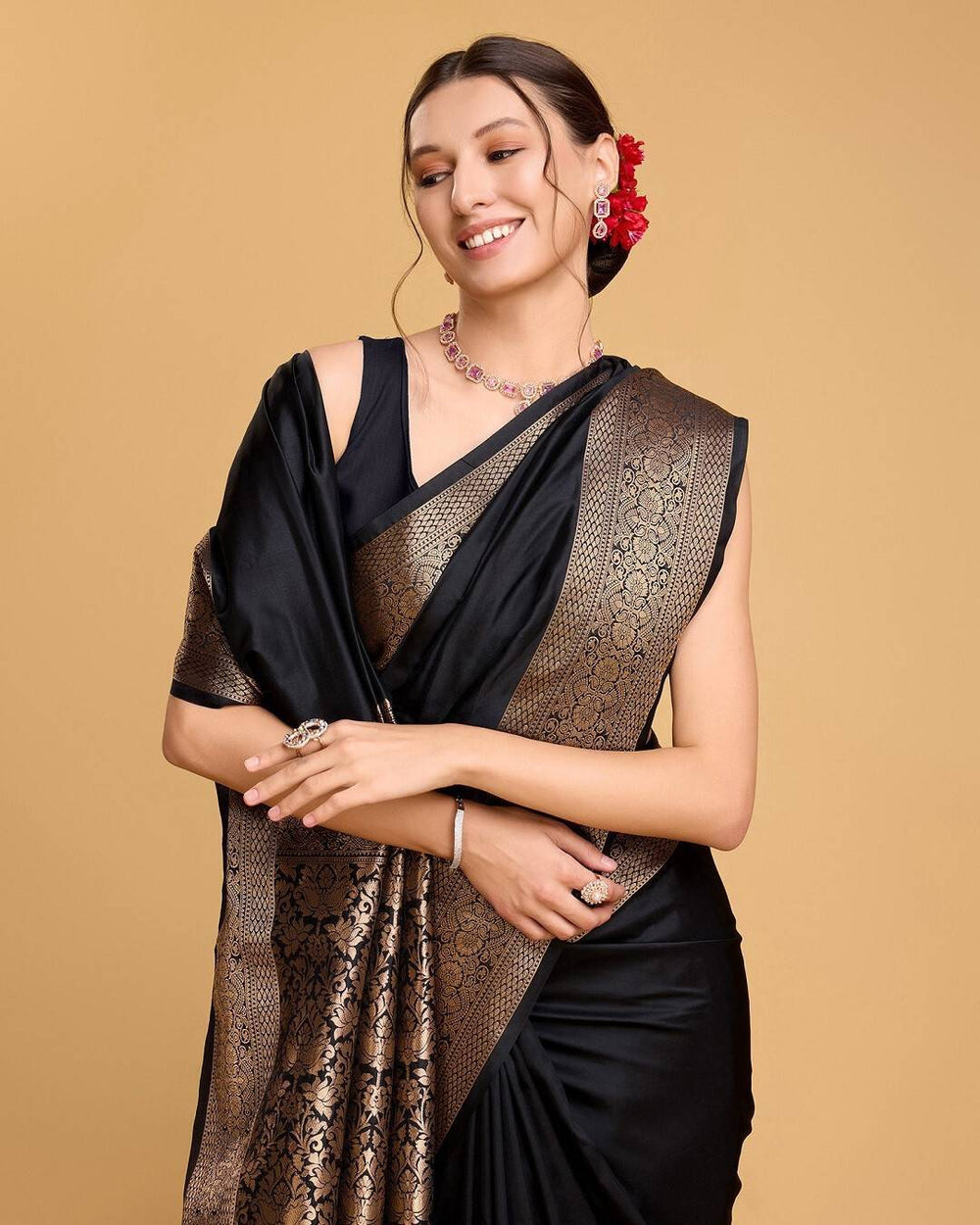 Classic Black Jacquard Saree