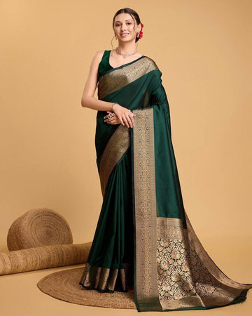 Premium Green Jacquard Saree for Women – Elegant Festive & Occasion Wear