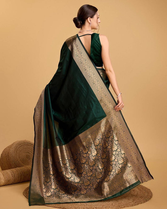 Premium Green Jacquard Saree for Women – Elegant Festive & Occasion Wear