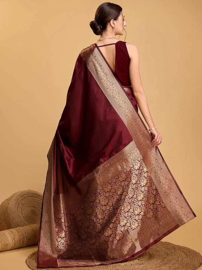 Premium Maroon Jacquard Saree for Women – Royal Festive & Wedding Wear
