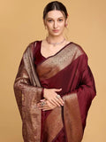 Premium Maroon Jacquard Saree for Women – Royal Festive & Wedding Wear