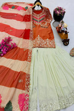 Rust Embroidered Satin Silk Gharara Set