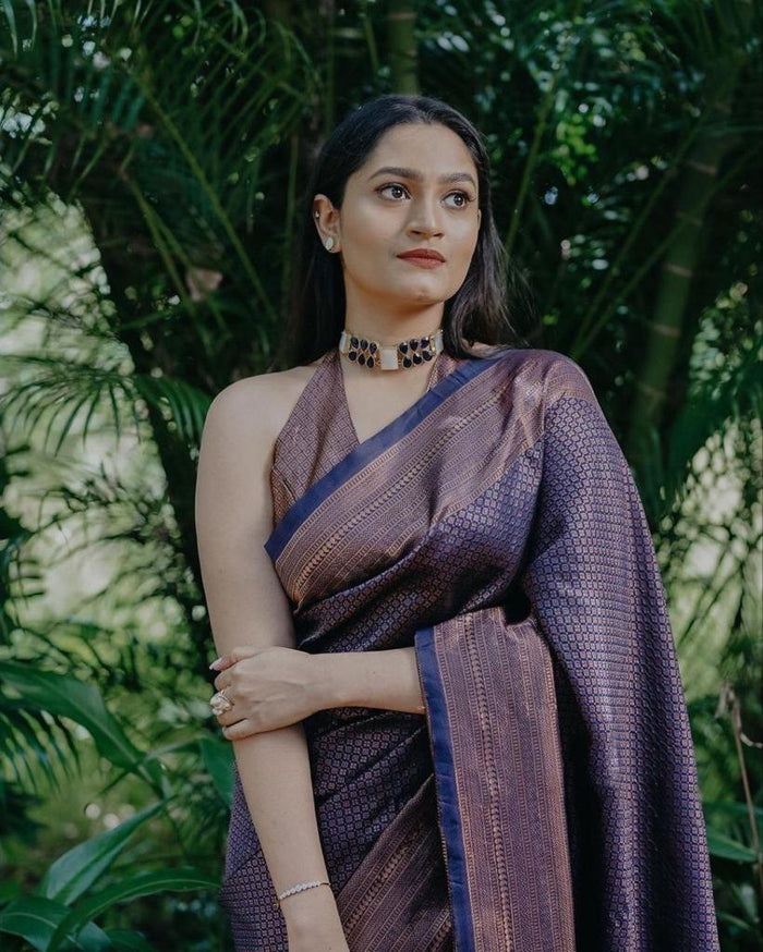 Pure jacquard Silk Sarees Blue Colour, Festival Wear