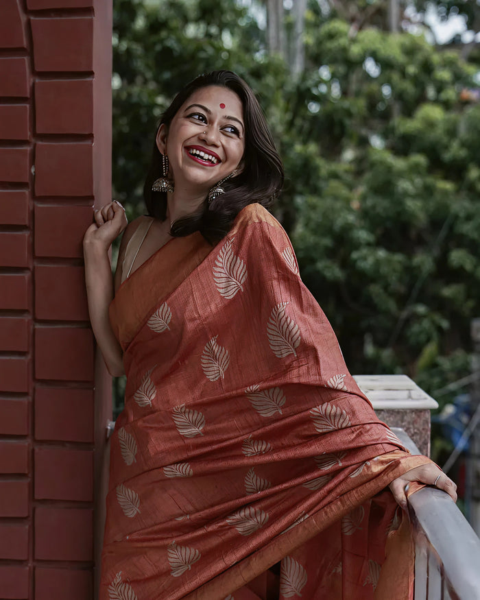 Beautiful khadi Silk Brown Color Saree