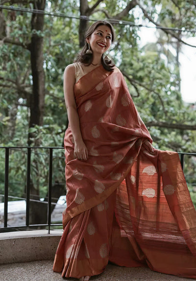 Beautiful khadi Silk Brown Color Saree