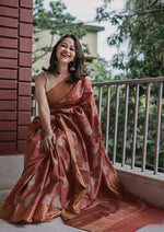 Beautiful khadi Silk Brown Color Saree