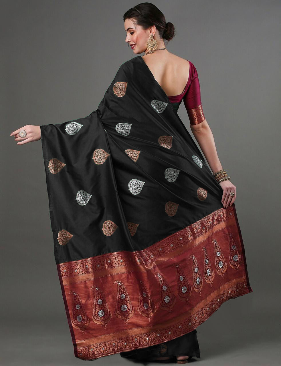 Exquisite Black Jacquard Saree