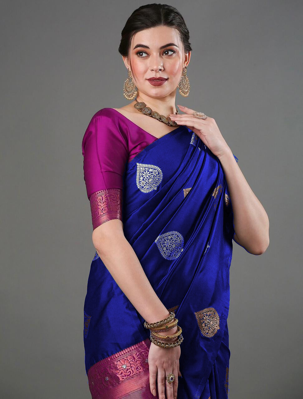 Graceful Blue Jacquard Saree