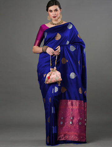 Graceful Blue Jacquard Saree – Premium Indian Ethnic Wear for Festive Elegance