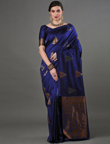 Blue Jacquard Saree – Elegant Woven Saree for Festive & Party Occasions