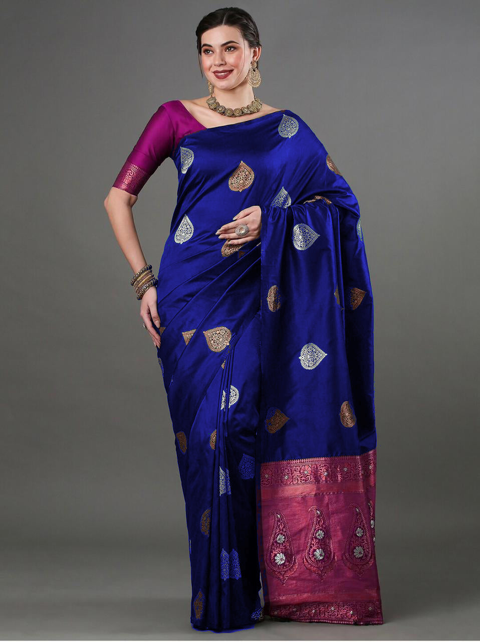 Graceful Blue Jacquard Saree