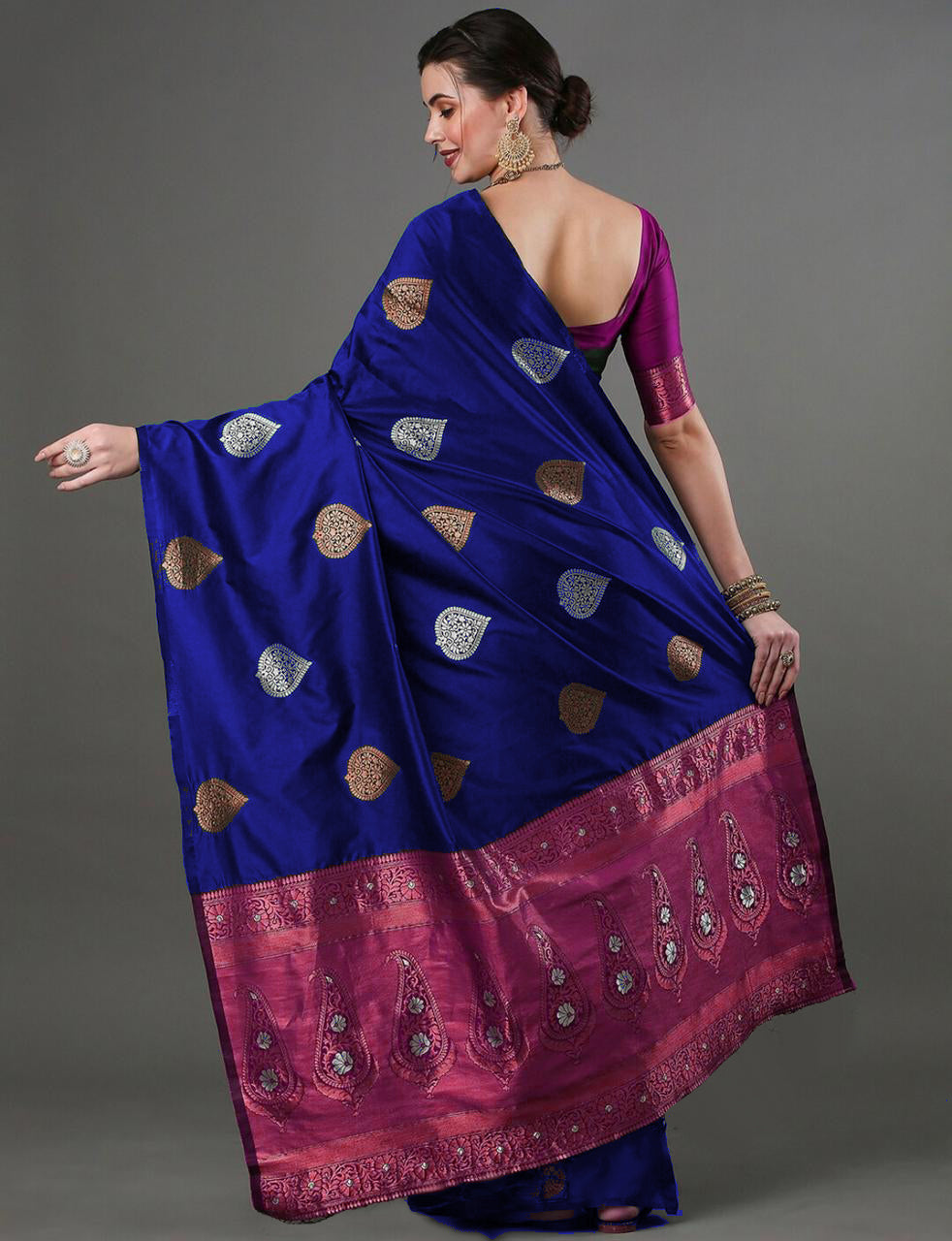 Graceful Blue Jacquard Saree