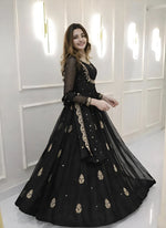 Black Georgette Embroidered Anarkali Set