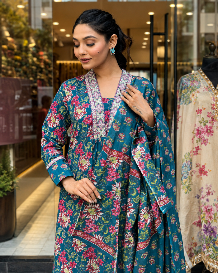 Rama Embroidered Cotton Suit Set