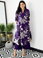 Purple Floral Georgette Kurta Palazzo Set