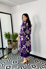 Purple Floral Georgette Kurta Palazzo Set