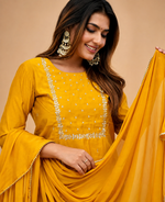 Yellow Mehira Embroidered Rayon Suit Set