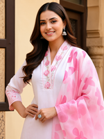 Pink Chanderi Embroidered Kurta Set