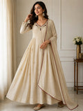 Ivory Embroidered Anarkali Suit Set