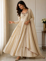 Ivory Embroidered Anarkali Suit Set