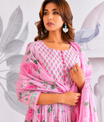 Jaipuri Cotton Flared Anarkali Suit Set