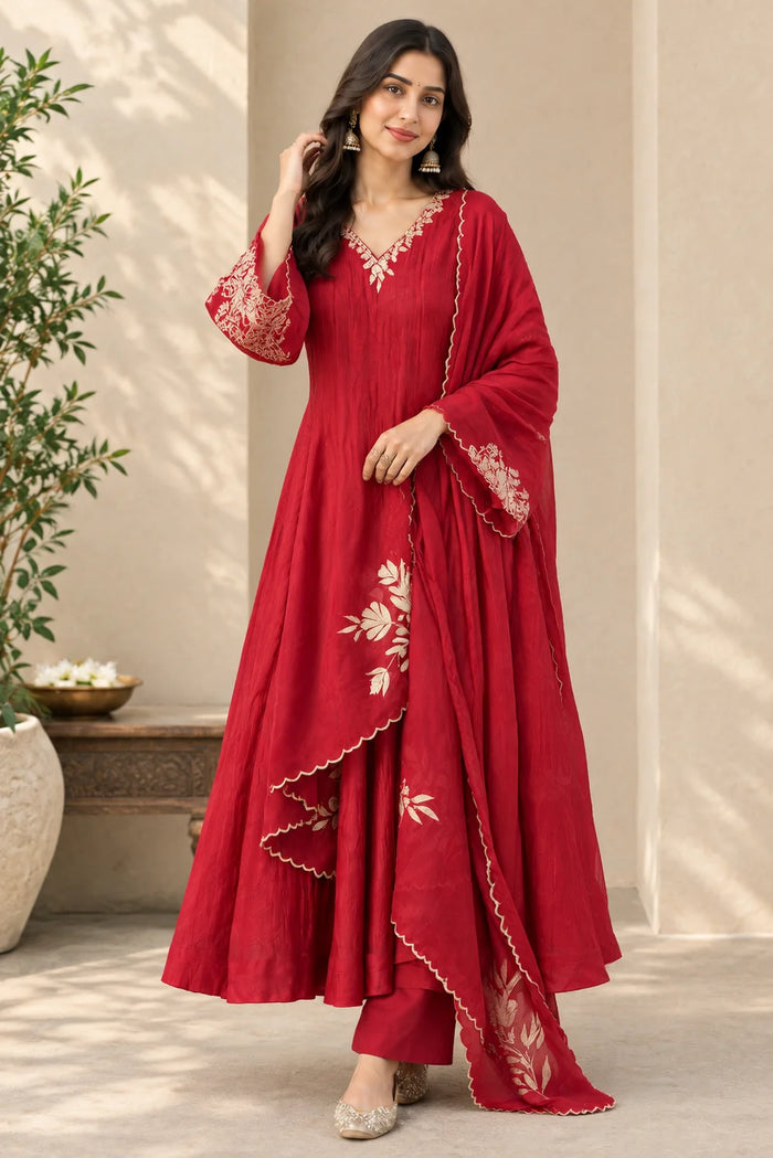 Rajeshwari Crimson Anarkali Suit Set