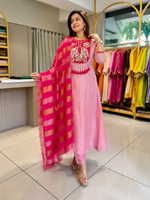 Rose Petal Chanderi Handwork Suit Set