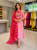 Rose Petal Chanderi Handwork Suit Set