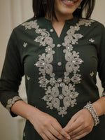 Festive Rayon Slub Embroidered Suit Set